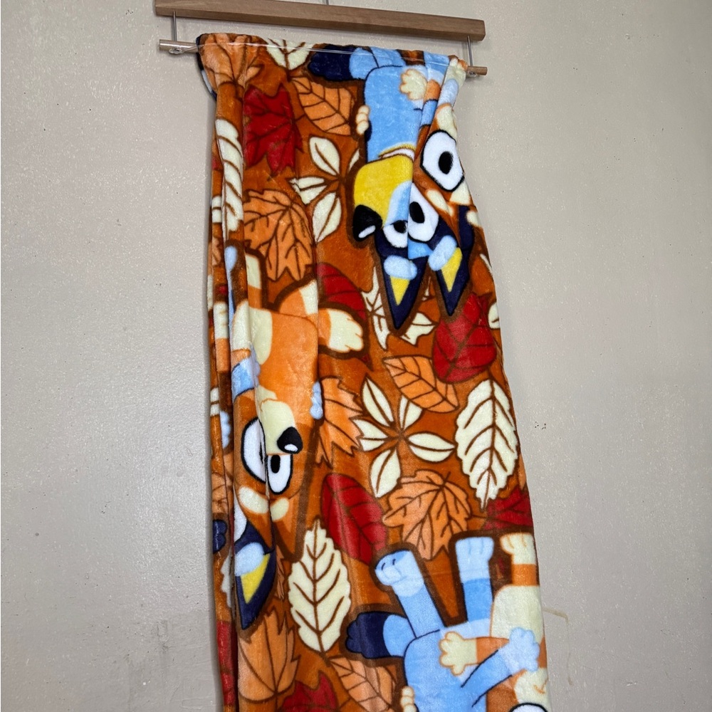 Bluey fall Autumn Leaves plush Blanket